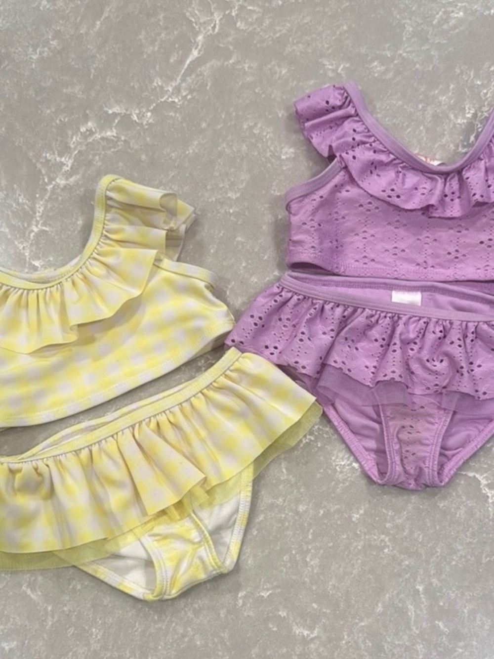 Cat & Jack purple Ruffle and Yellow Gingham Bikini Set 3T girls swimsuits